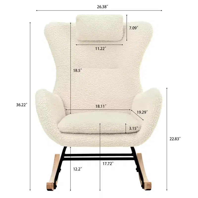 Fauteuil à bascule capitonné avec pieds en caoutchouc