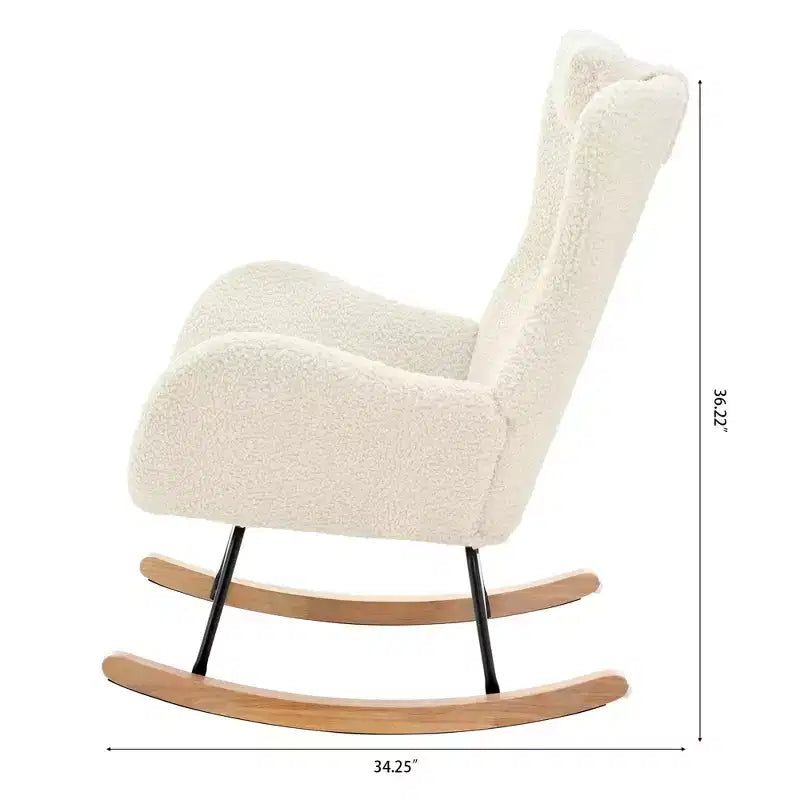 Fauteuil à bascule capitonné avec pieds en caoutchouc