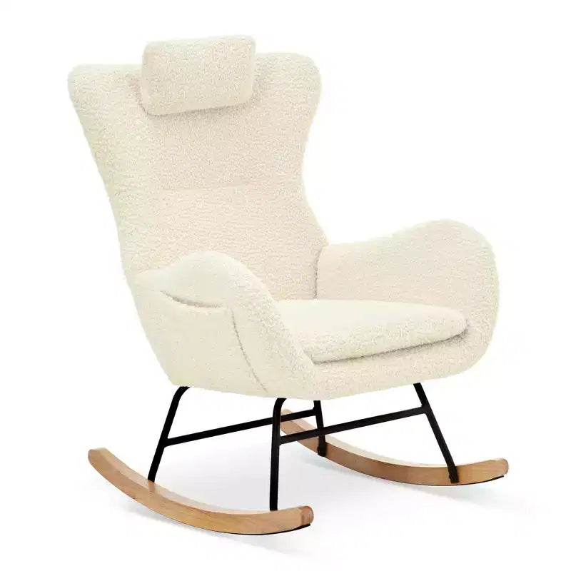 Fauteuil à bascule capitonné avec pieds en caoutchouc
