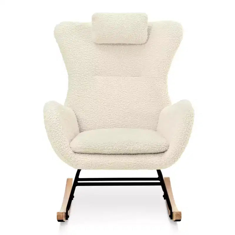 Fauteuil à bascule capitonné avec pieds en caoutchouc