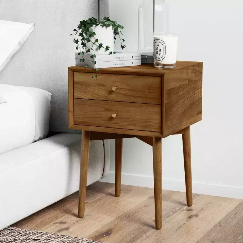Table de chevet avec tiroir marron