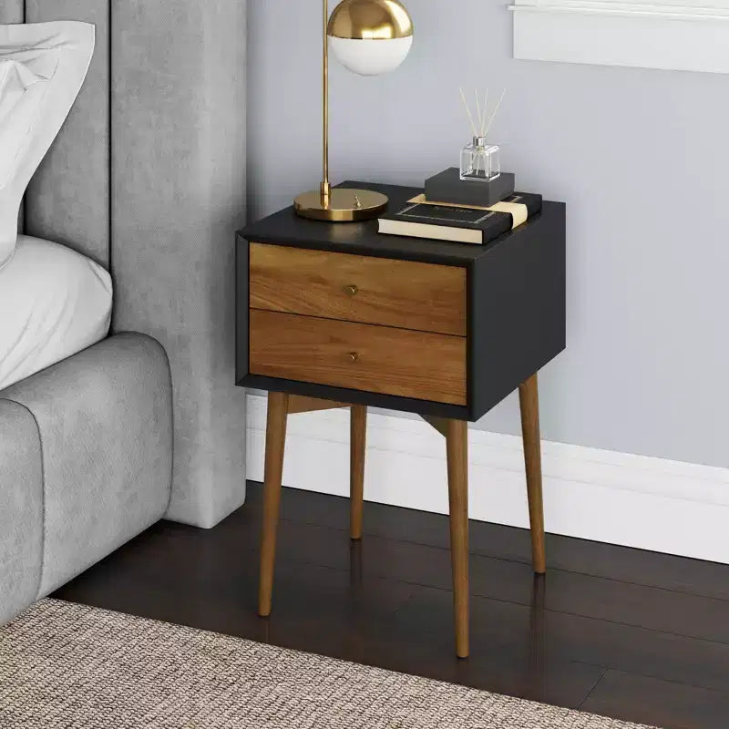 Table de chevet avec tiroir marron