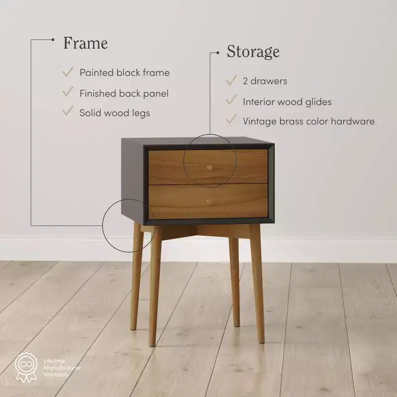 Table de chevet avec tiroir marron