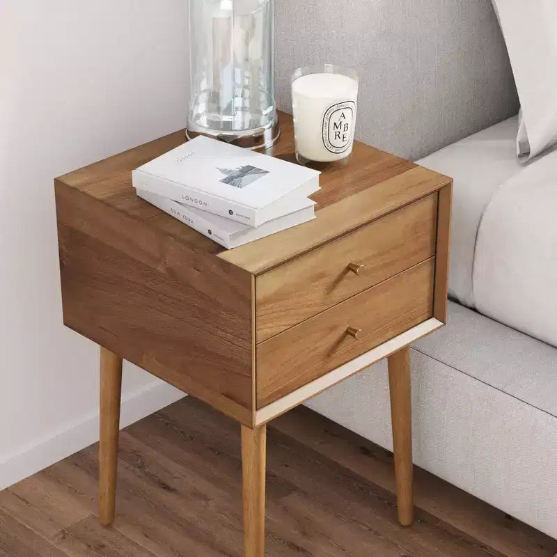 Table de chevet avec tiroir marron