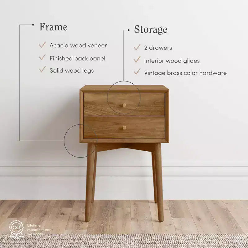 Table de chevet avec tiroir marron