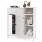 Costway Bathroom Floor Cabinet Freestanding Kitchen Cupboard Storage Organizer with Drawer