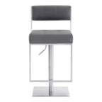 Tabouret de bar réglable en similicuir et acier inoxydable