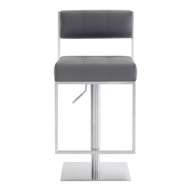 Tabouret de bar réglable en similicuir et acier inoxydable