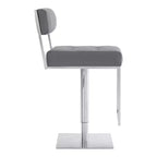 Tabouret de bar réglable en similicuir et acier inoxydable