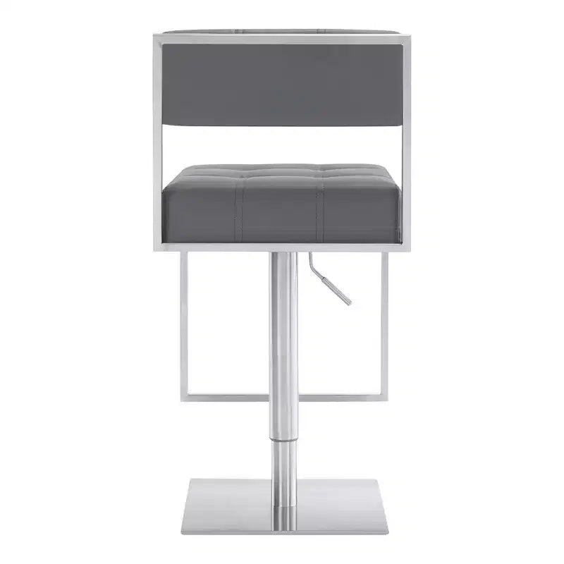 Tabouret de bar réglable en similicuir et acier inoxydable