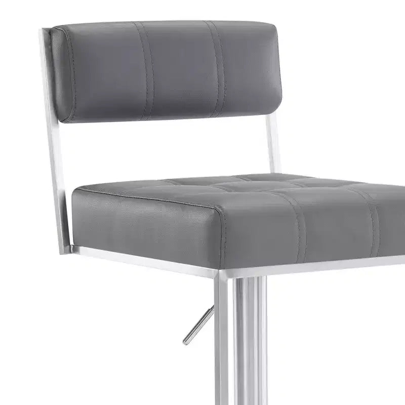 Tabouret de bar réglable en similicuir et acier inoxydable