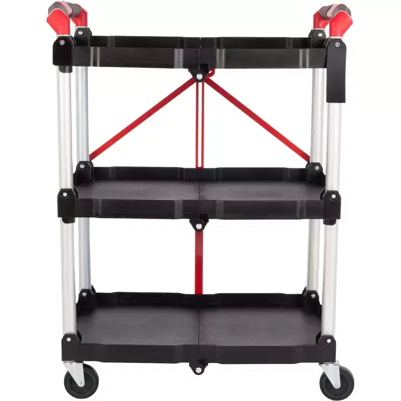 Chariot utilitaire pliable avec roulettes, capacité de 22,7 kg par étagère