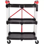 Chariot utilitaire pliable avec roulettes, capacité de 22,7 kg par étagère