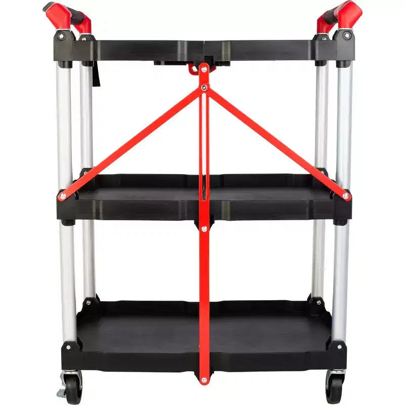 Chariot utilitaire pliable avec roulettes, capacité de 22,7 kg par étagère