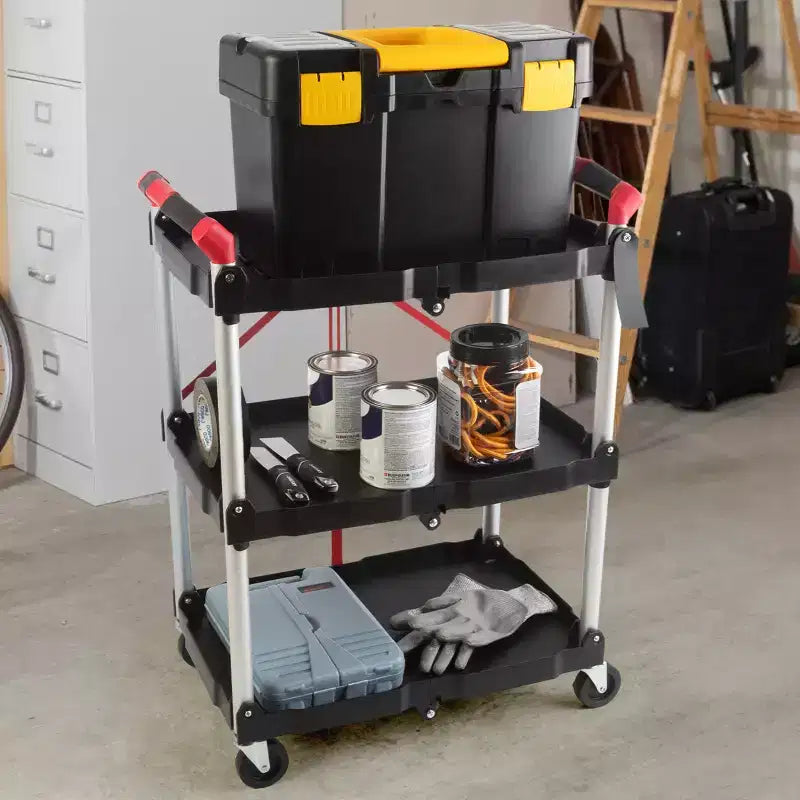 Chariot utilitaire pliable avec roulettes, capacité de 22,7 kg par étagère