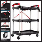 Chariot utilitaire pliable avec roulettes, capacité de 22,7 kg par étagère