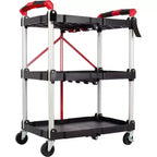 Chariot utilitaire pliable avec roulettes, capacité de 22,7 kg par étagère