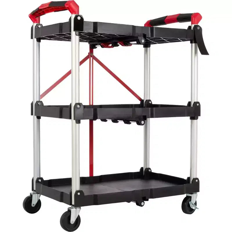 Chariot utilitaire pliable avec roulettes, capacité de 22,7 kg par étagère