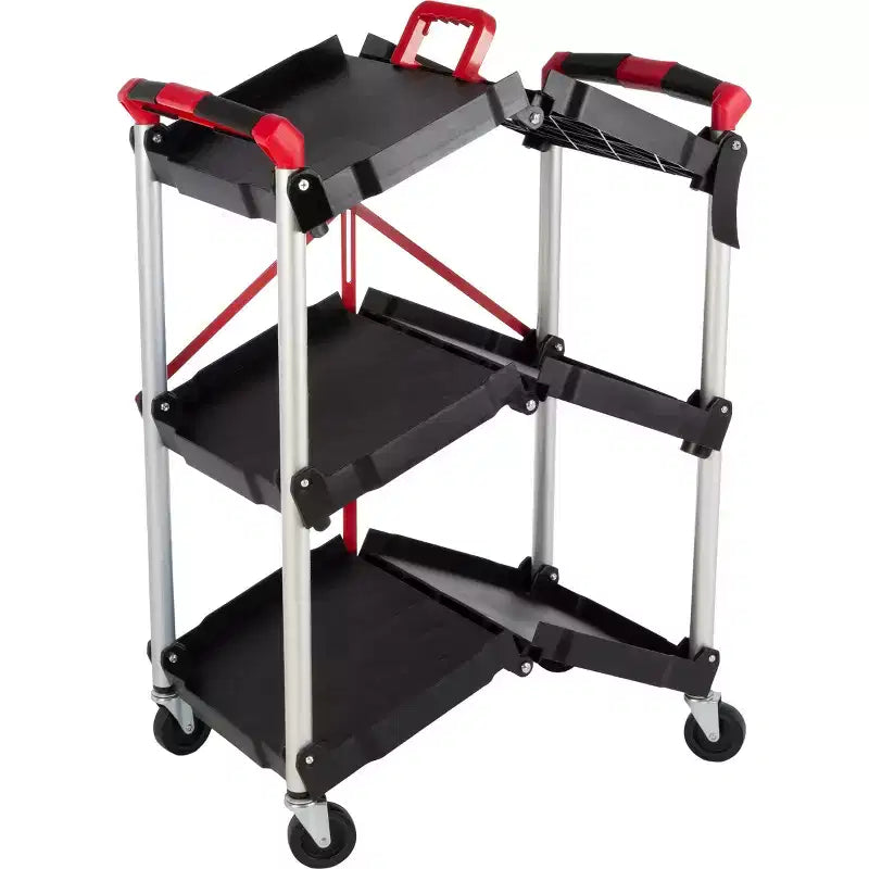 Chariot utilitaire pliable avec roulettes, capacité de 22,7 kg par étagère