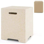 Costway 16'' Terrazzo Hideaway Tank Table 20 lbs Propane Gas Holder with Protective Cover