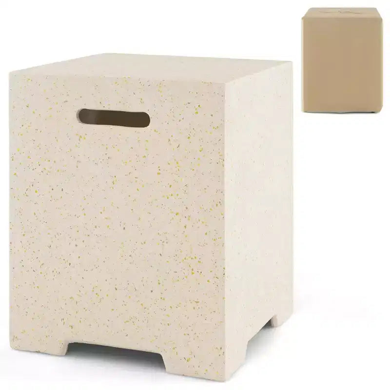 Costway 16'' Terrazzo Hideaway Tank Table 20 lbs Propane Gas Holder with Protective Cover