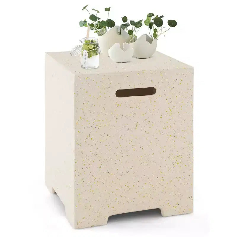 Cache-bouteille de propane et table d'appoint 2-en-1 en terrazzo de 16 po avec housse de protection