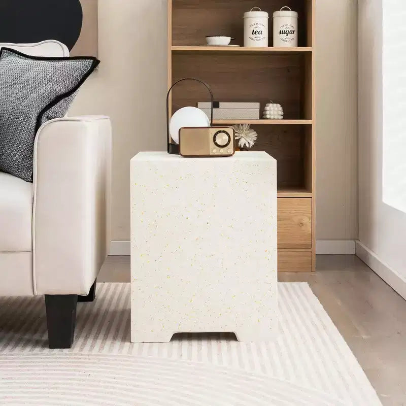 Cache-bouteille de propane et table d'appoint 2-en-1 en terrazzo de 16 po avec housse de protection