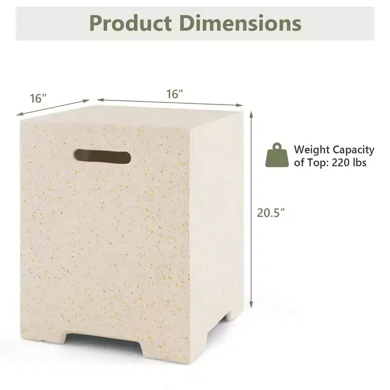 Cache-bouteille de propane et table d'appoint 2-en-1 en terrazzo de 16 po avec housse de protection