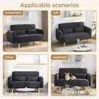 Causeuse en tissu de 46 po avec oreiller lombaire pour bureau ou chambre à coucher