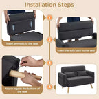 Causeuse en tissu de 46 po avec oreiller lombaire pour bureau ou chambre à coucher