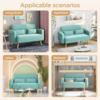 Causeuse en tissu de 46 po avec oreiller lombaire pour bureau ou chambre à coucher