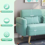 Causeuse en tissu de 46 po avec oreiller lombaire pour bureau ou chambre à coucher