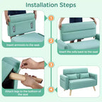 Causeuse en tissu de 46 po avec oreiller lombaire pour bureau ou chambre à coucher