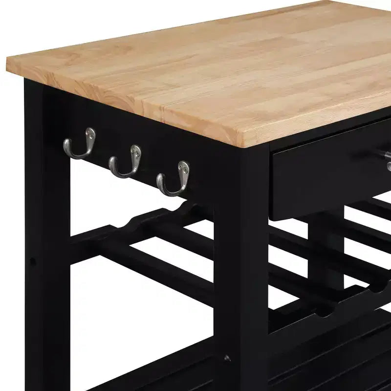 Desserte de cuisine à 4 niveaux en bois de b boucher avec tiroir et casier à vin