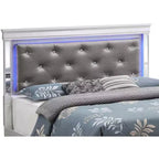 Lit panneau avec tête de lit LED et bordure miroir