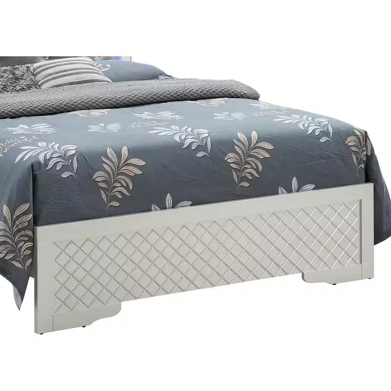 Lit panneau avec tête de lit LED et bordure miroir