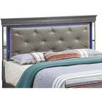 Lit panneau avec tête de lit LED et bordure miroir