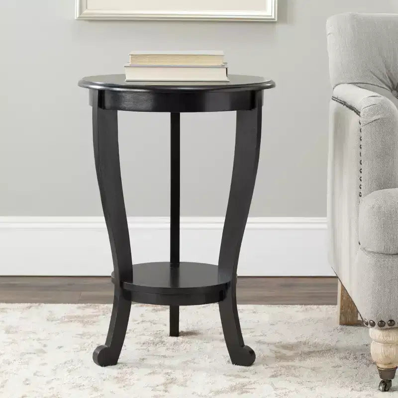 Table d'appoint ronde sur pied en pin gris vintage