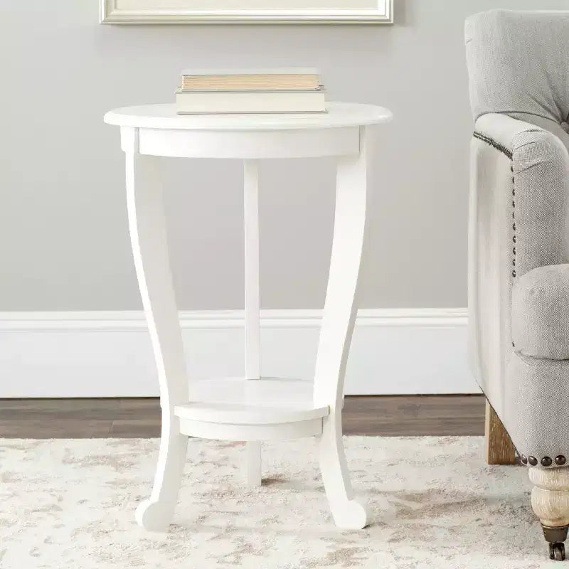 Table d'appoint ronde sur pied en pin gris vintage