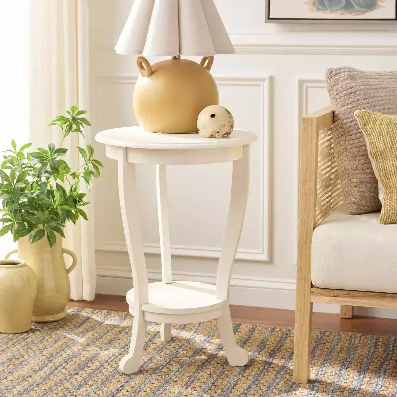 Table d'appoint ronde sur pied en pin gris vintage