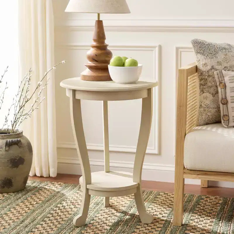Table d'appoint ronde sur pied en pin gris vintage