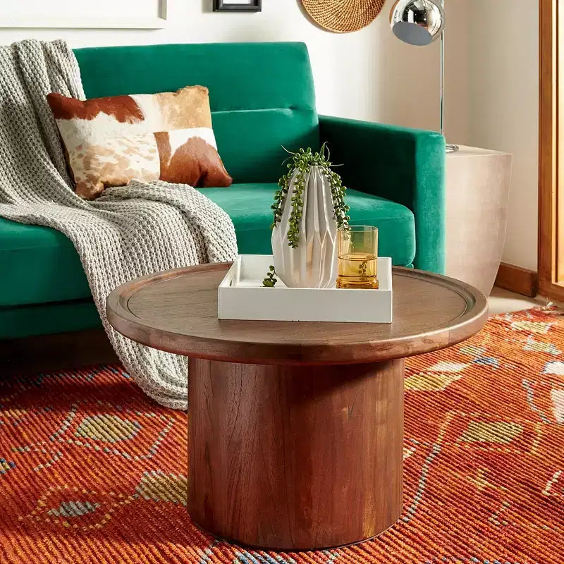 Table basse ronde style rustique/ferme