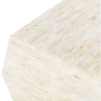 Table d'appoint géométrique Mosaic, laquée beige clair