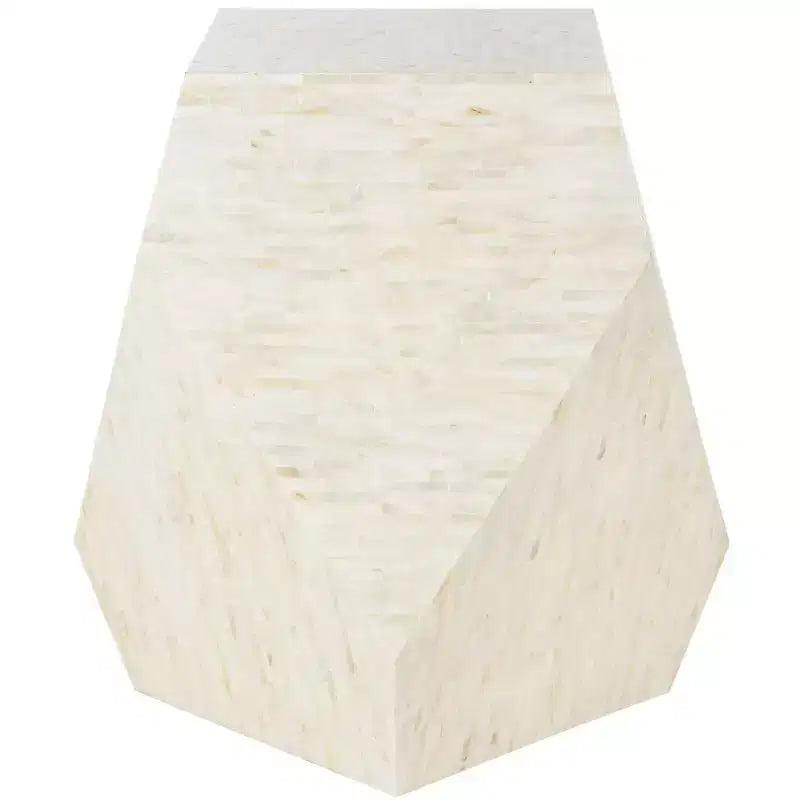 Table d'appoint géométrique Mosaic, laquée beige clair