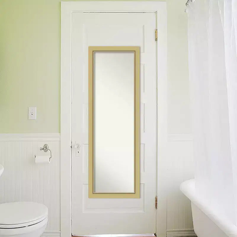 Miroir de porte sur toute la longueur 51,5"x17,5" sans biseau, cadre étroit doré