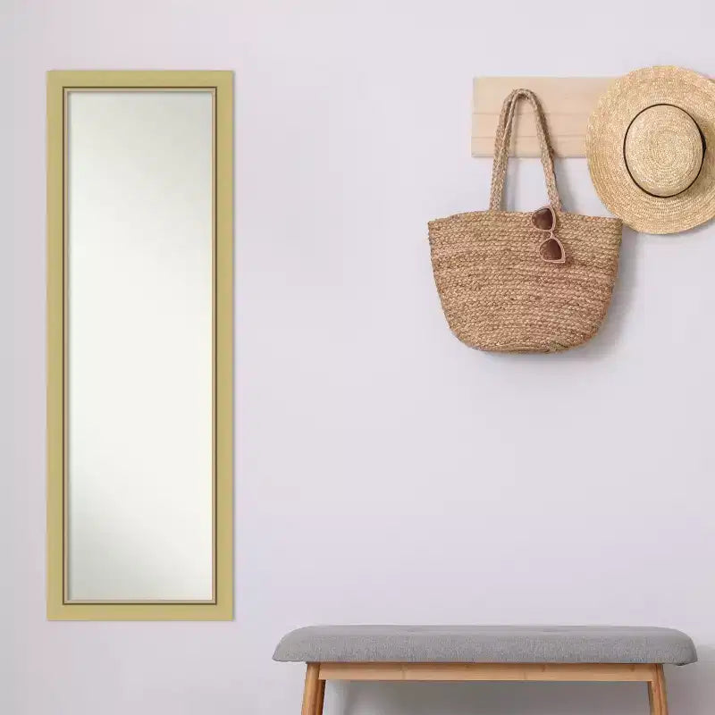 Miroir de porte sur toute la longueur 51,5"x17,5" sans biseau, cadre étroit doré