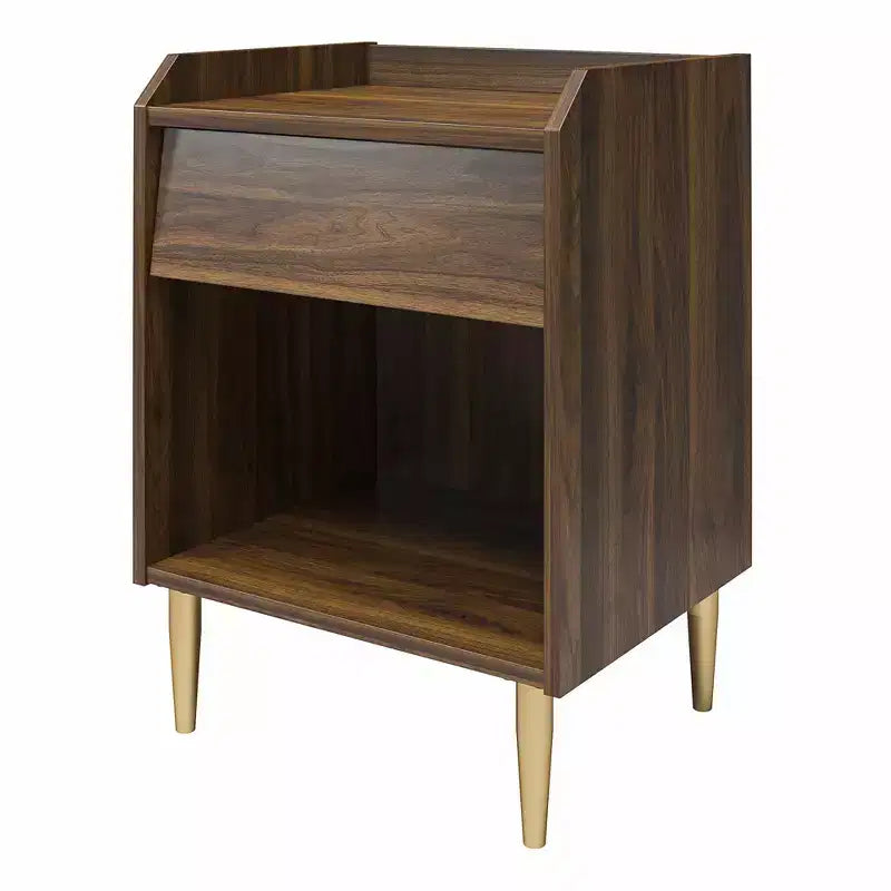 Table de chevet enfant en noyer, style moderne du milieu du siècle, avec tiroir