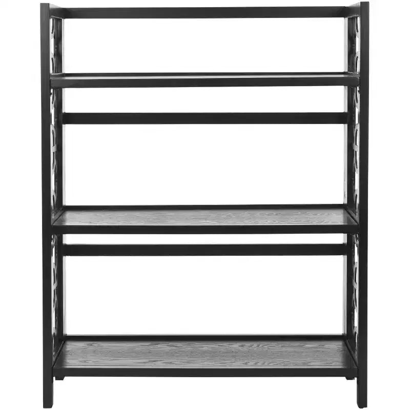 Petite Bibliothèque Ouverte 3 Étagères Laquée Noire