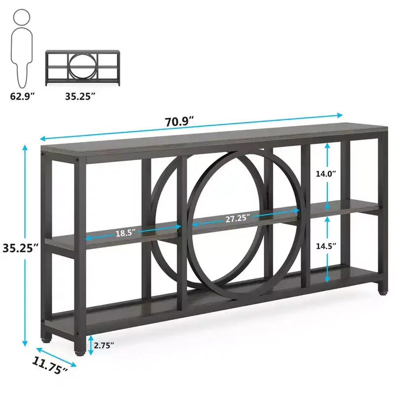 Console extensible 3 niveaux de 180 cm marron/noir