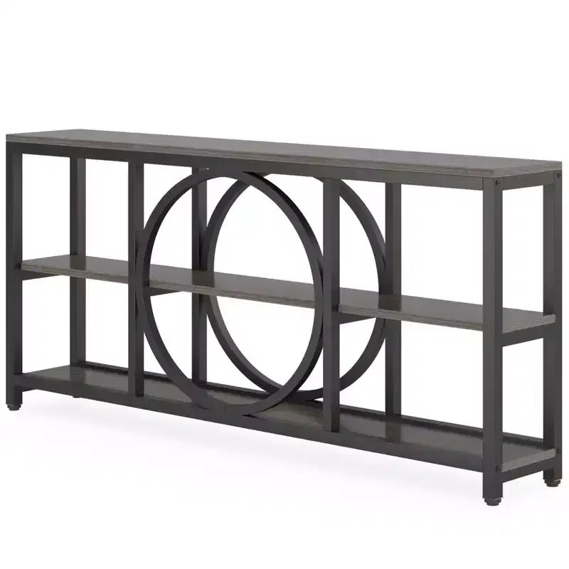 Console extensible 3 niveaux de 180 cm marron/noir